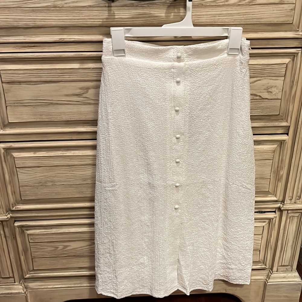 Rules of Romance White Button-front Midi Skirt.  Blouse also available